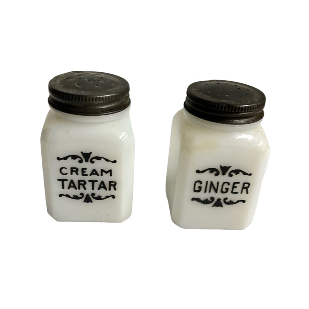 Vintage Dove Brand Milk Glass Spice Jars